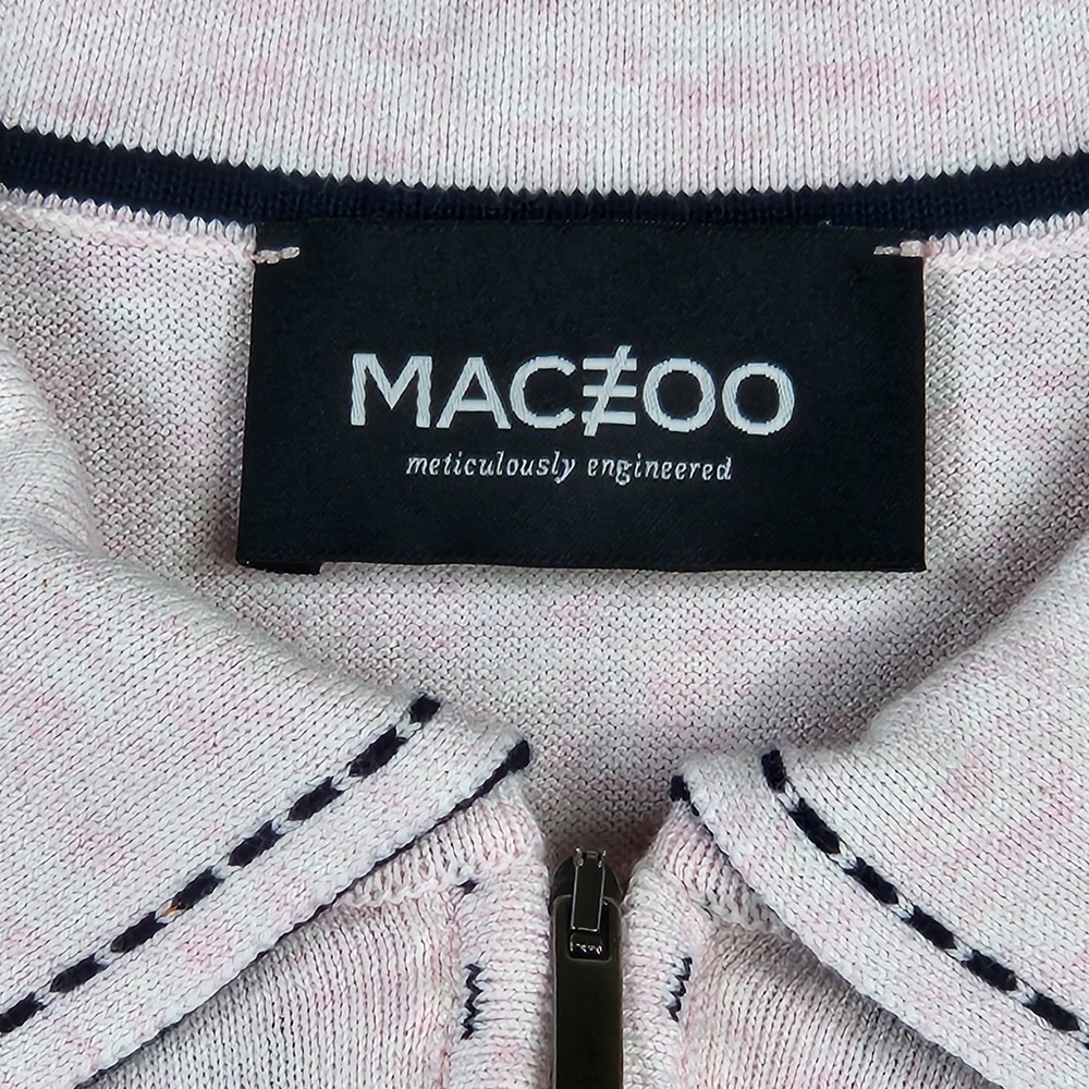 Maceoo Polo Shirt Mens Medium Pink 1/4 Zip Italian Cotton Knit Short Sleeve - Picture 7 of 12